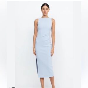 Bec & Bridge Dusty Blue Dress - Be Mine Tuck Dress